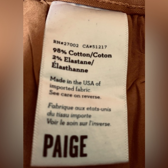 Paige Transcend Luxe Coated Denim Skinny Jeans Sz 25 with Zippered Ankle, Brown - Picture 7 of 9